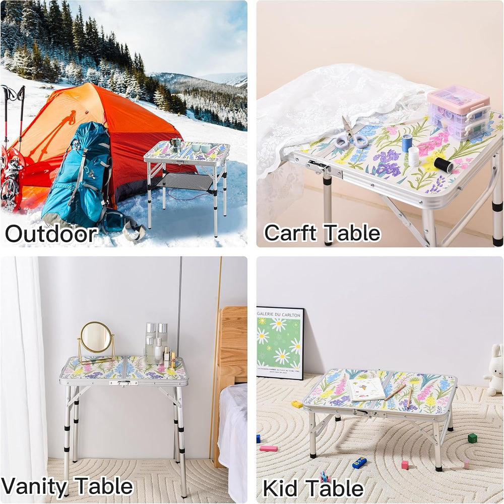 Yriuat Folding Camping Table 2ft Portable Picnic Table, Blooming Floral