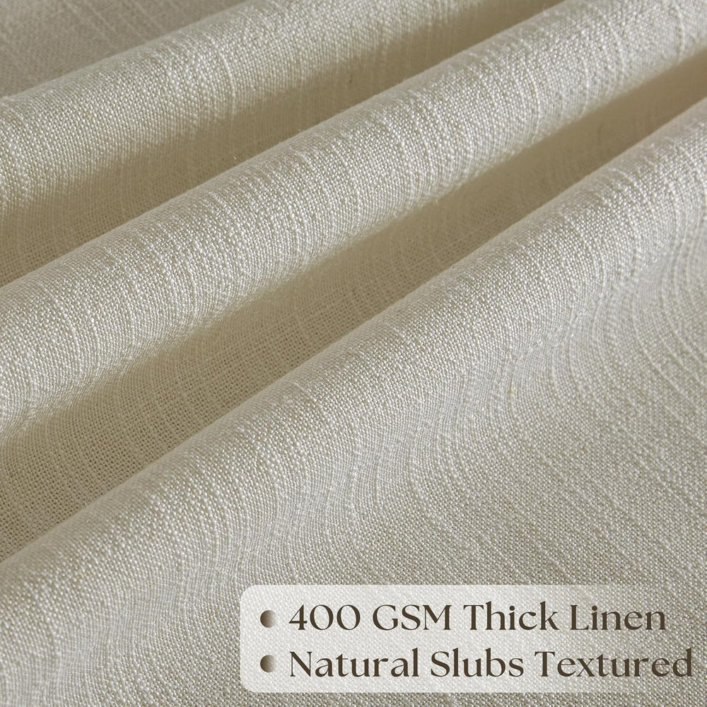 Oatmeal 90 Inch Pinch Pleated Linen Curtains for Living Room