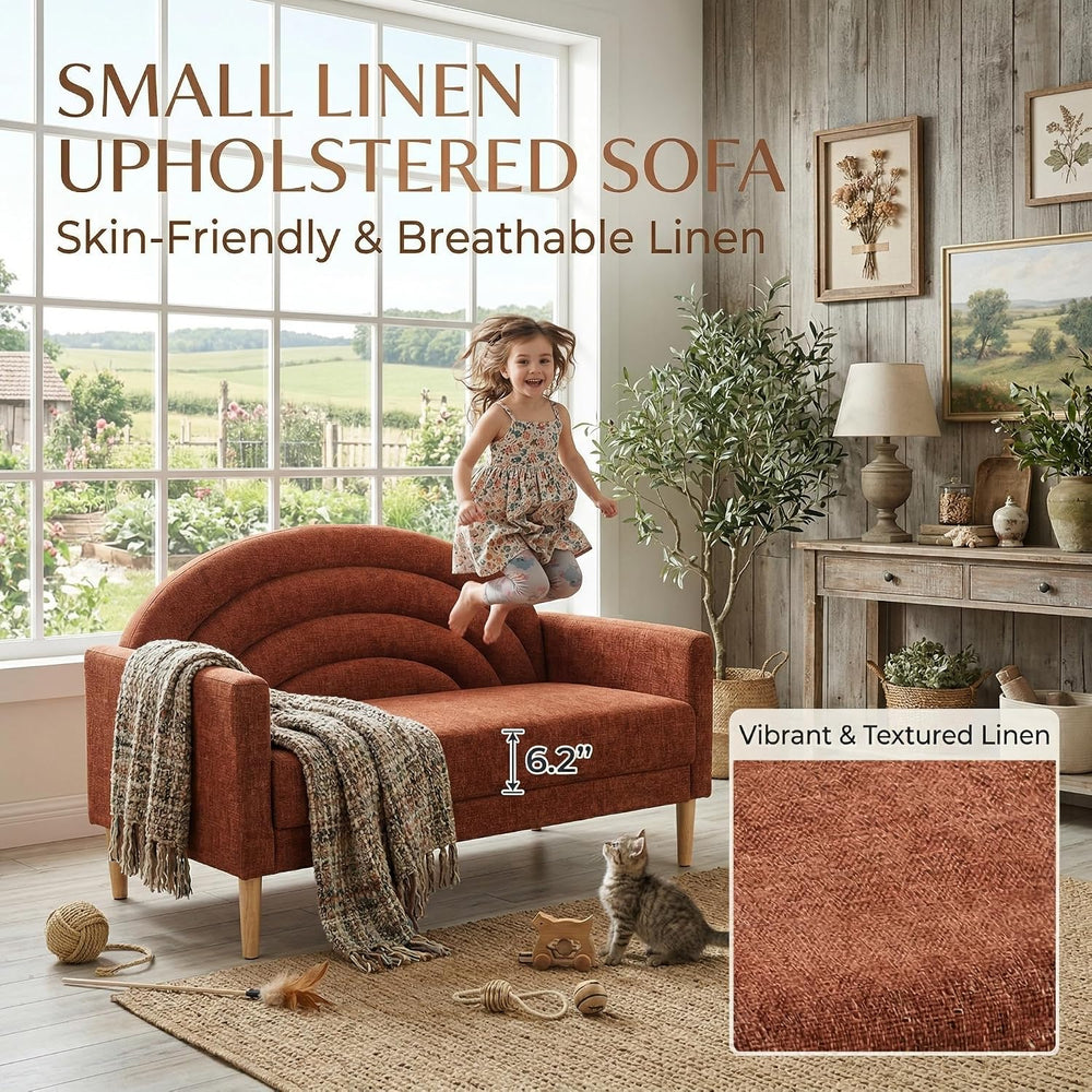 49" Small Loveseat Sofa for Small Spaces, Office Couch, Ocher Orange