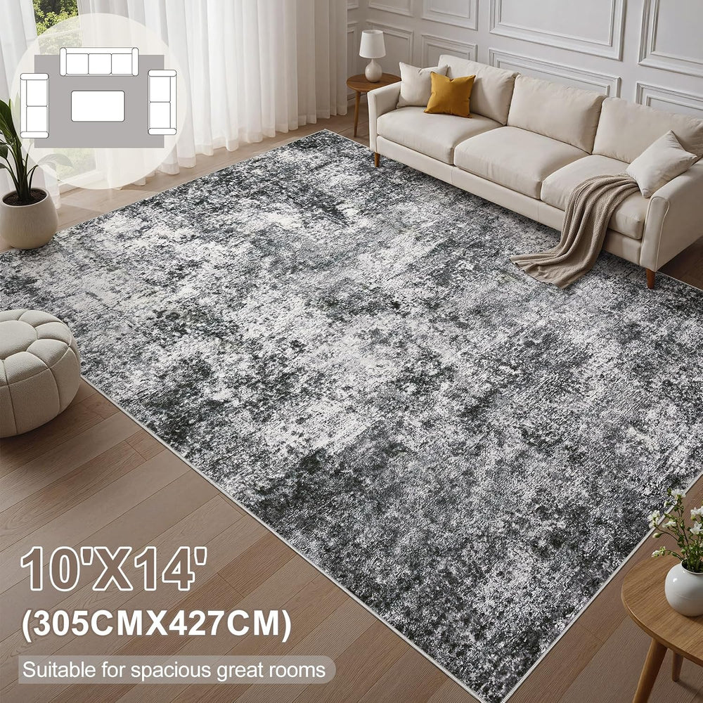 DMOYEST Area Rug Living Room Rugs 10x14 Washable Abstract Grey Carpet