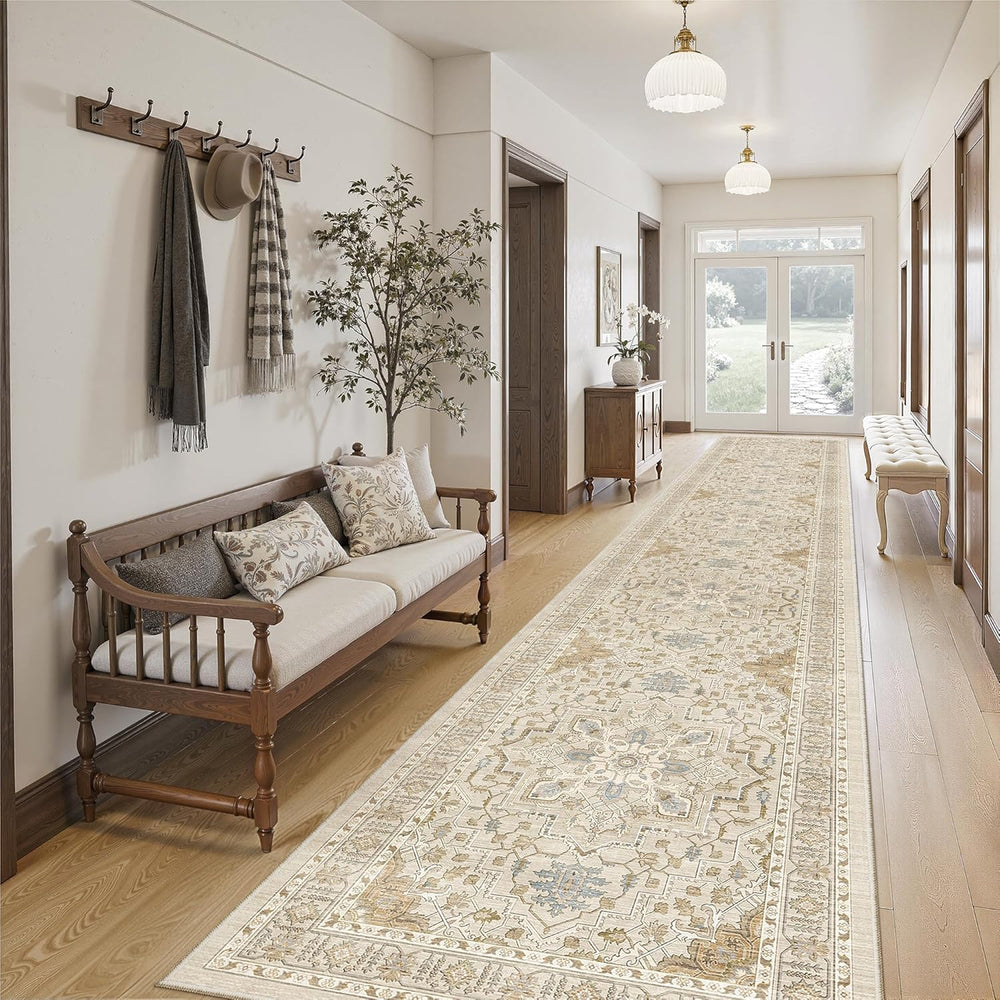 Madane Hallway Runner Rug 2'6''x14', Non Slip Vintage Runners