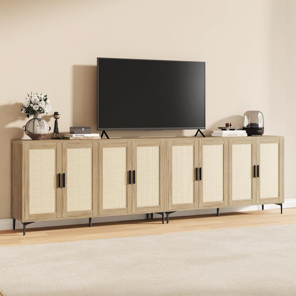 JASIWAY Buffet Cabinet with Storage, 48" Rattan Sideboard with Adjustabl...