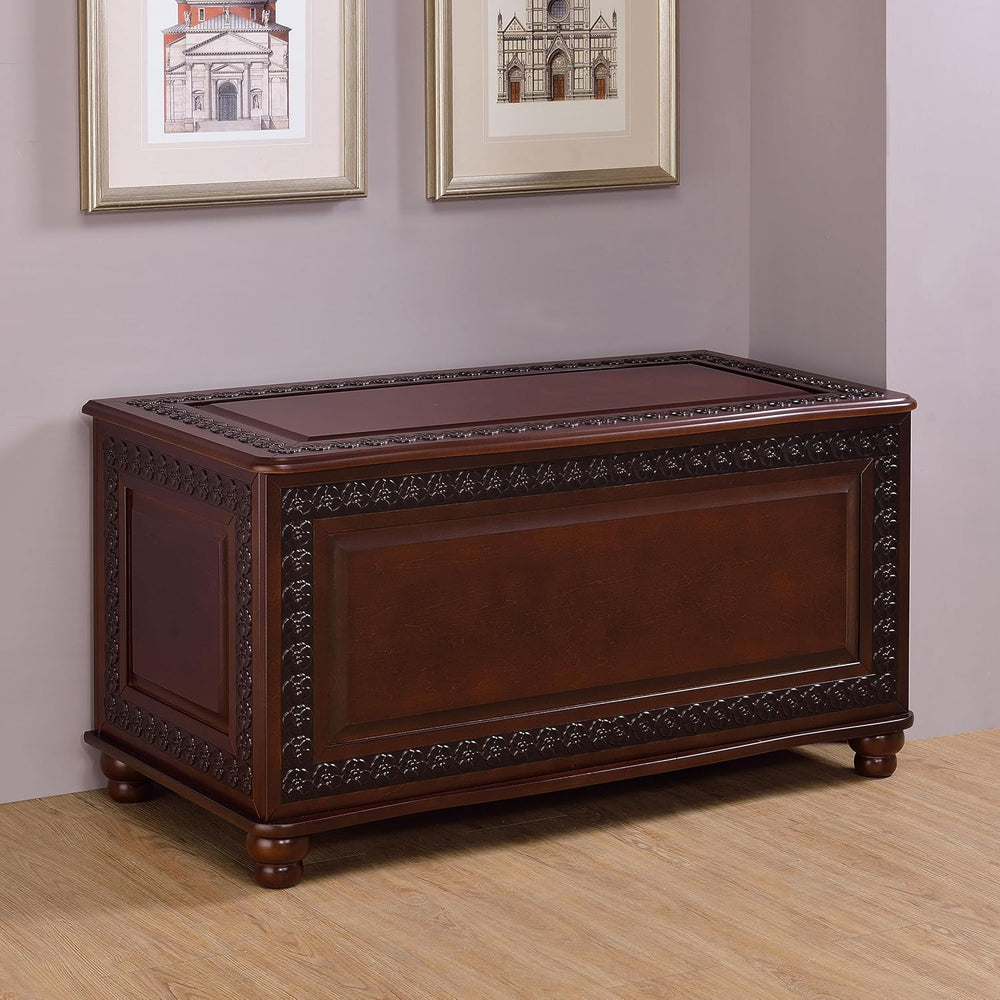 BOWERY HILL 40" x 21" Traditional Wood Cedar Blanket Chest, Flip Op...