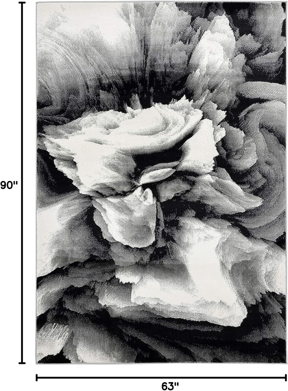 Abani Rugs Modern 5'3"x7'6" Black & White Floral Swirl ...