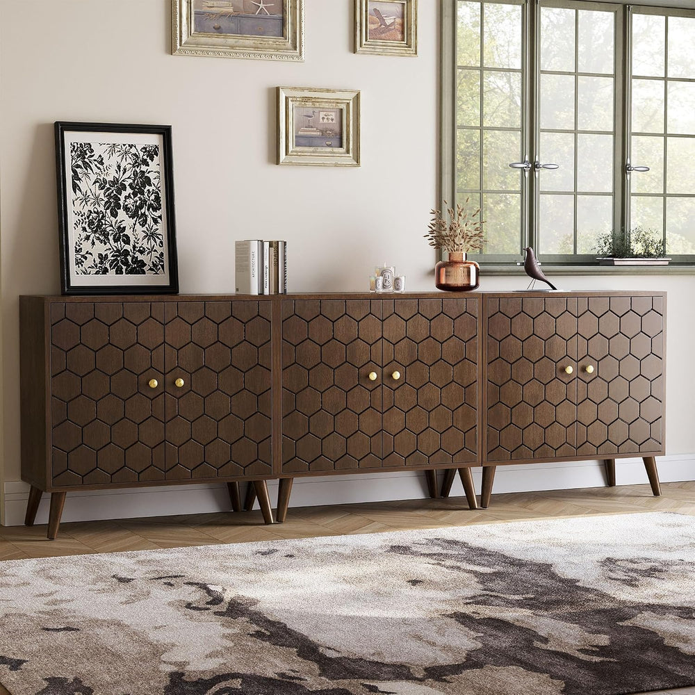 COSIEST Set of 3 32" Storage Sideboards with Doors, Accent Cabinets with...