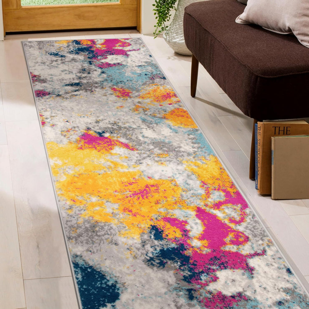Rugshop Modern Abstract Living Room Non-Shedding Runner Rug Multi 2' x 10...
