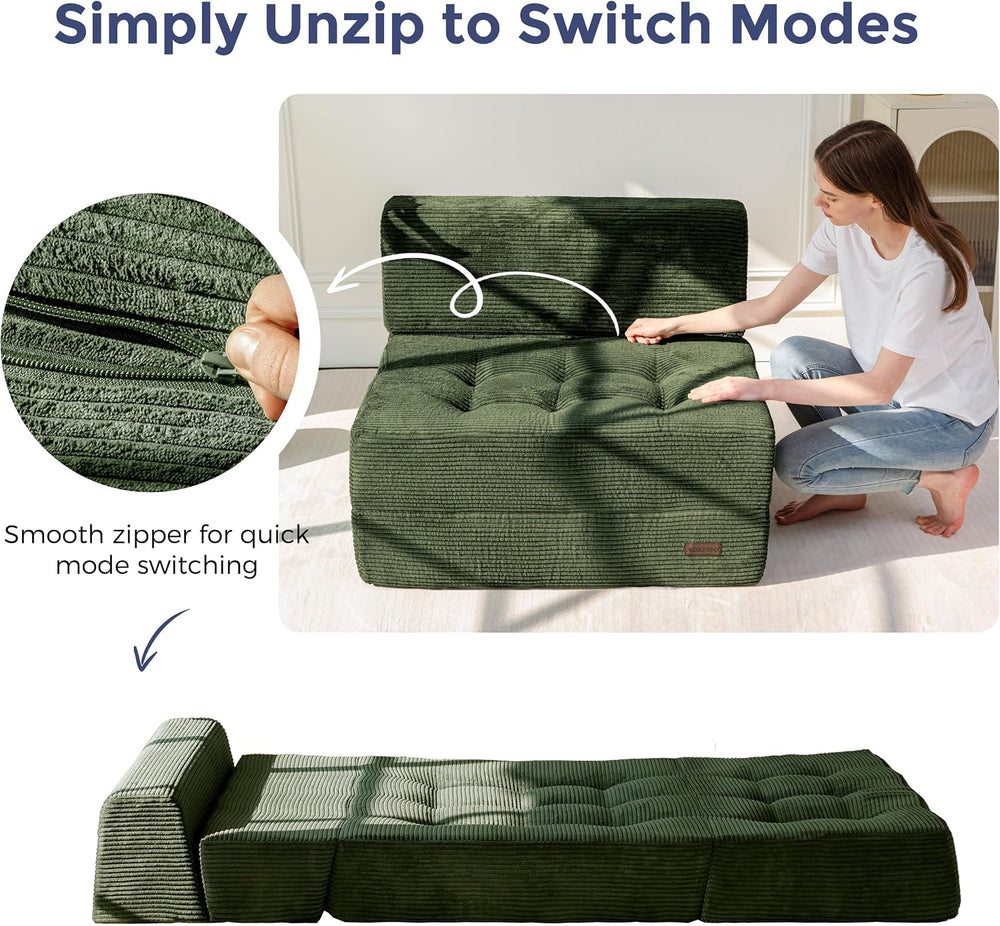 MAXYOYO Folding Sofa Bed, 8-Inch Fold-Out Chair Bed, Single
