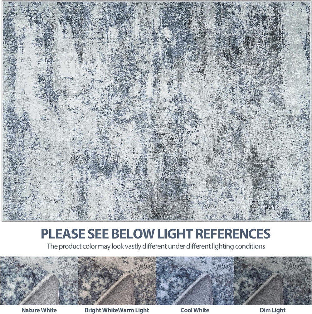 Aelenmu 10x14 Area Rugs for Living Room Washable Dining Room Blue Grey