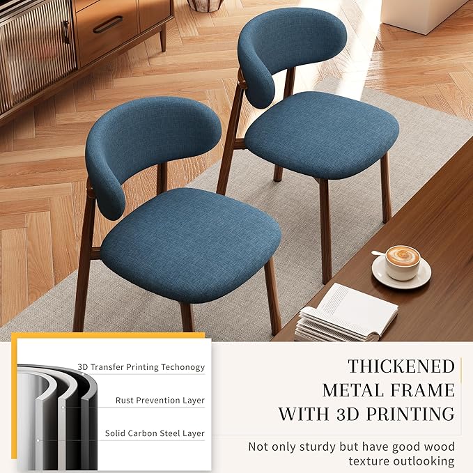 Kitchen Dining Chairs Set of 4 Modern Soft Linen Farmhouse Dining Room Chair ...