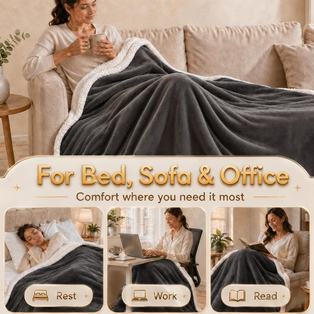 Electric Heated Blanket Full Size 72"x84", Dark Grey