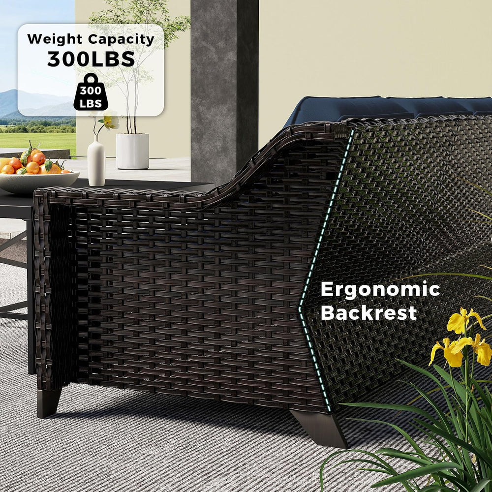 Luxury 3 Seater Outdoor Patio Couch with Handwoven PE Wicker