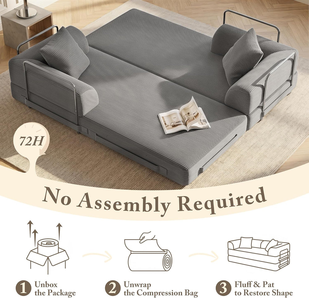 Cloud Boneless Couch Futon Sofa Bed, 5-in-1 Convertible Sofa Bed Pull Out Cou...