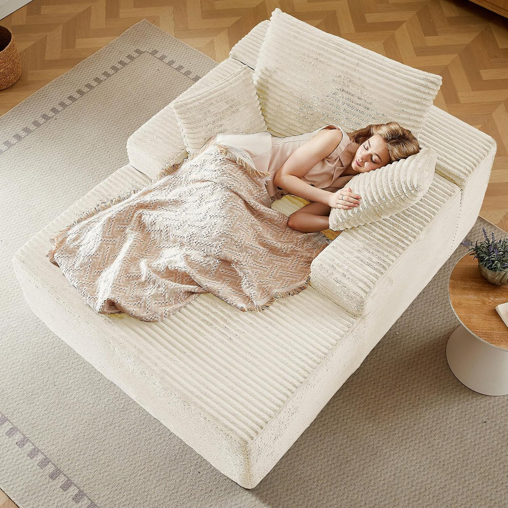 LUCKHAO 50" Oversized Chaise Lounge Chair Indoor,Corduroy Boneless Readi...