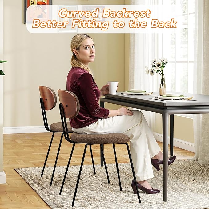 LSSPAID Dining Chairs Set of 6, Linen Fabric Upholstered Dining Room Chairs w...