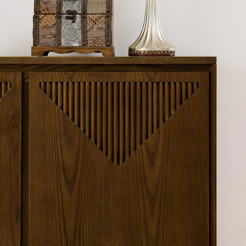 LKTART Mid Century Modern Sideboard Buffet Storage Cabinet with Doors and She...