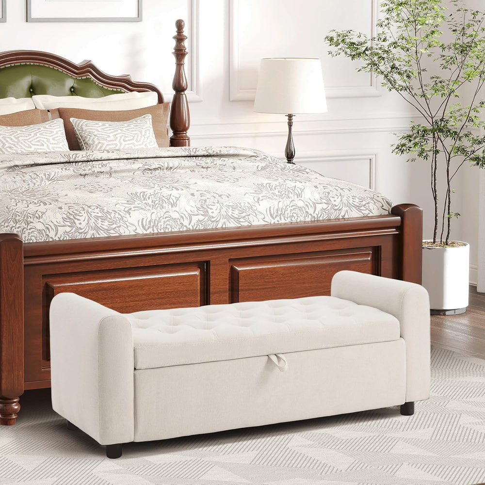 Ottoman with Storage, Tufted Storage Bench for Bedroom, 48" Fabrics End ...