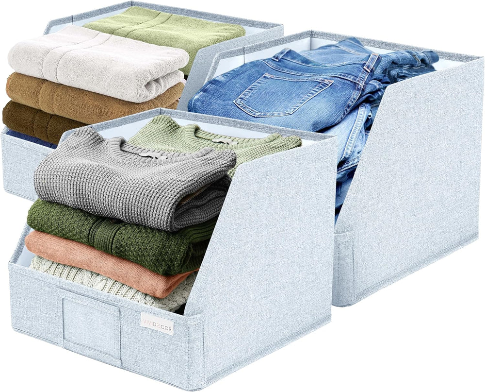 VIVIDECOR Open Front Trapezoid Closet Bins 12x12x10 – Easy Access Shelf