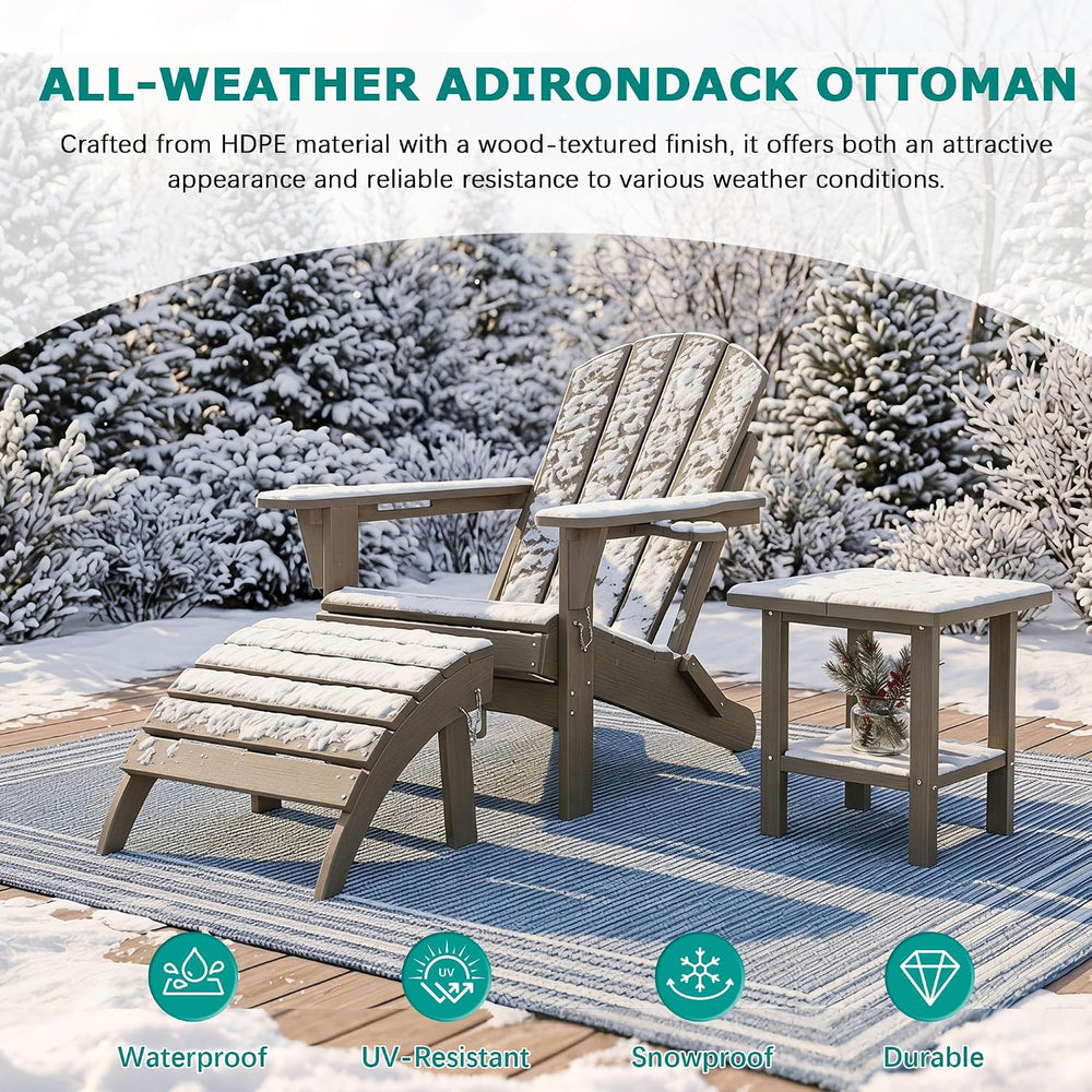 PLUUV Folding Adirondack Ottoman Footrest for Adirondack Chair, Brown