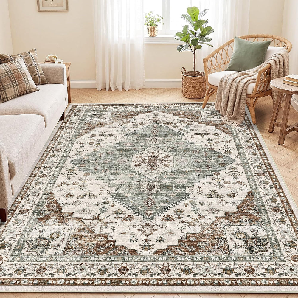 LIVELYGLOW 5x7 Washable Area Rug for Living Room, Large Carpet
