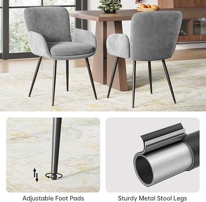 VKNOW Modern Dining Chairs Set of 6, Upholstered Dining Room Chair with Armre...