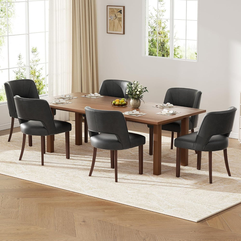 Dining Chairs Set of 8,Modern Dining Room Chairs with Thick Cushions,Faux Lea...