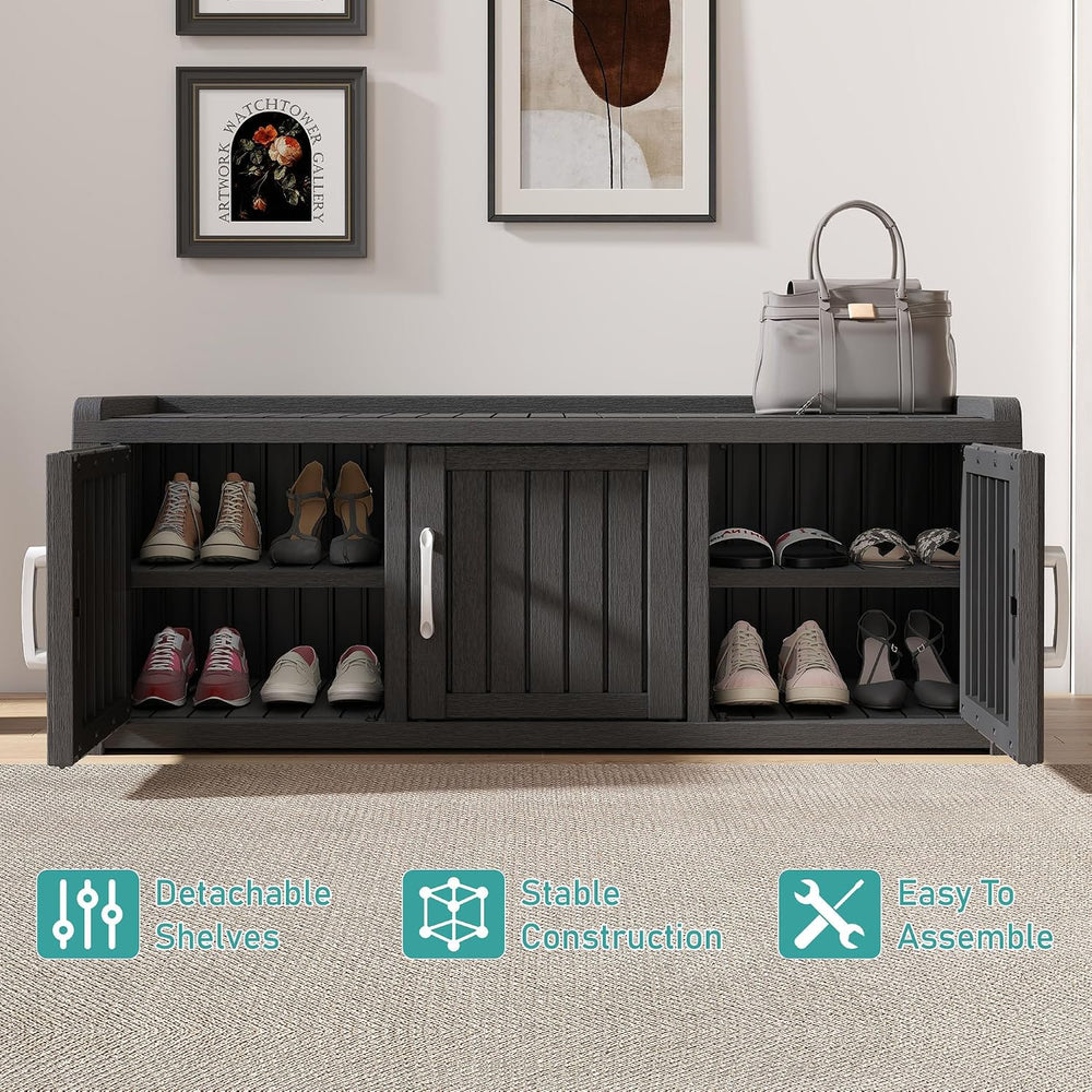 NUNU LAB Shoe Storage Cabinet, Waterproof Shoe Organizer with Adjustable Shel...