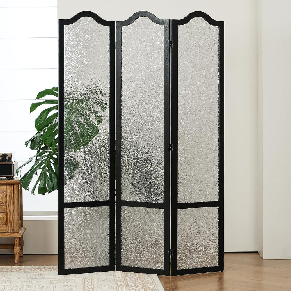 JOSTYLE Acrylic Room Divider, Black, 3-Panel, 67" H x 47.2" W