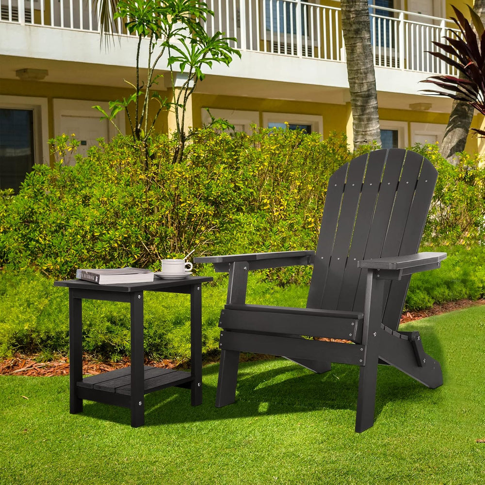 Meluvici Double Adirondack Side Table Weather Resistant, Outdoor Rectangular ...
