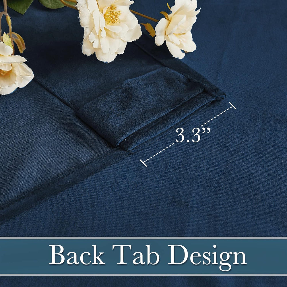 RYB HOME Navy Blue Velvet Blackout Curtains 96 inches Bedroom Living Room
