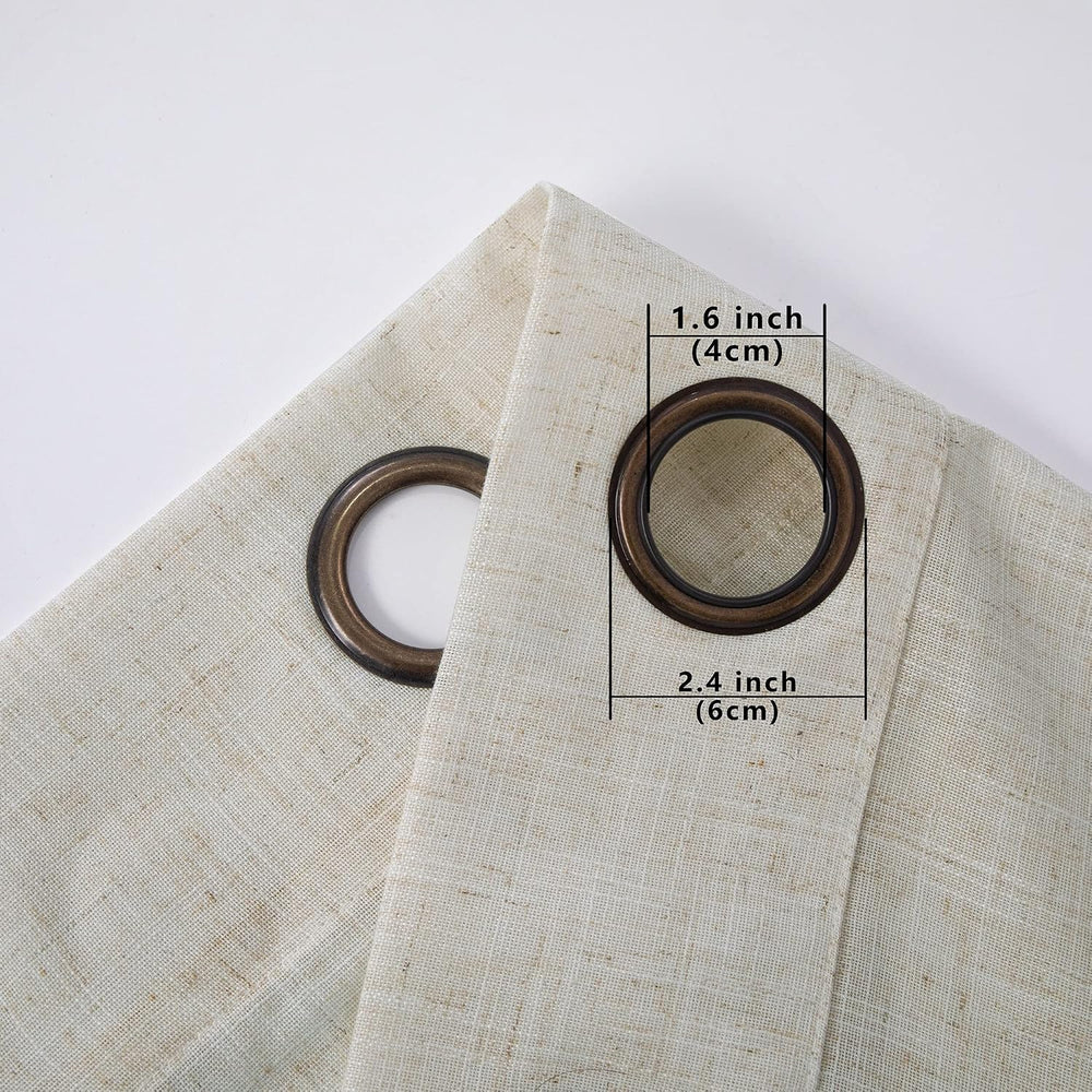 KOUFALL Beige Rustic Linen Curtains for Bedroom Living Room, Sliding Glass Do...