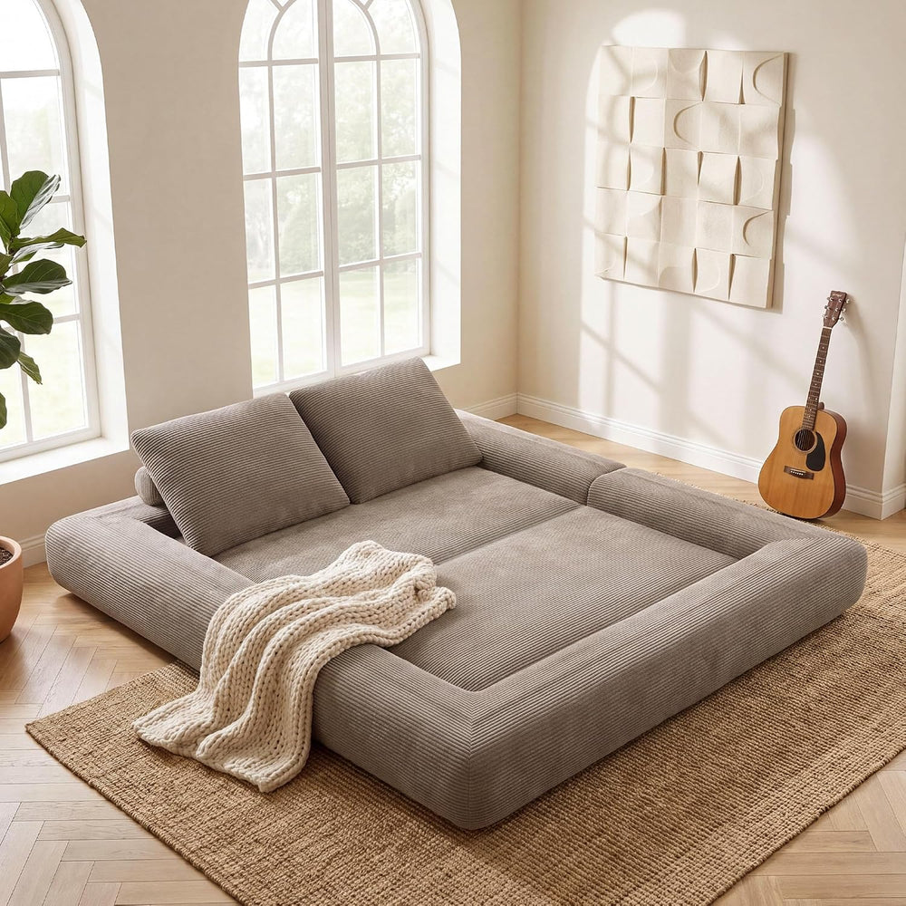 LIKIMIO FlipNest 3-in-1 Convertible Sleeper Sofa, Light Brown