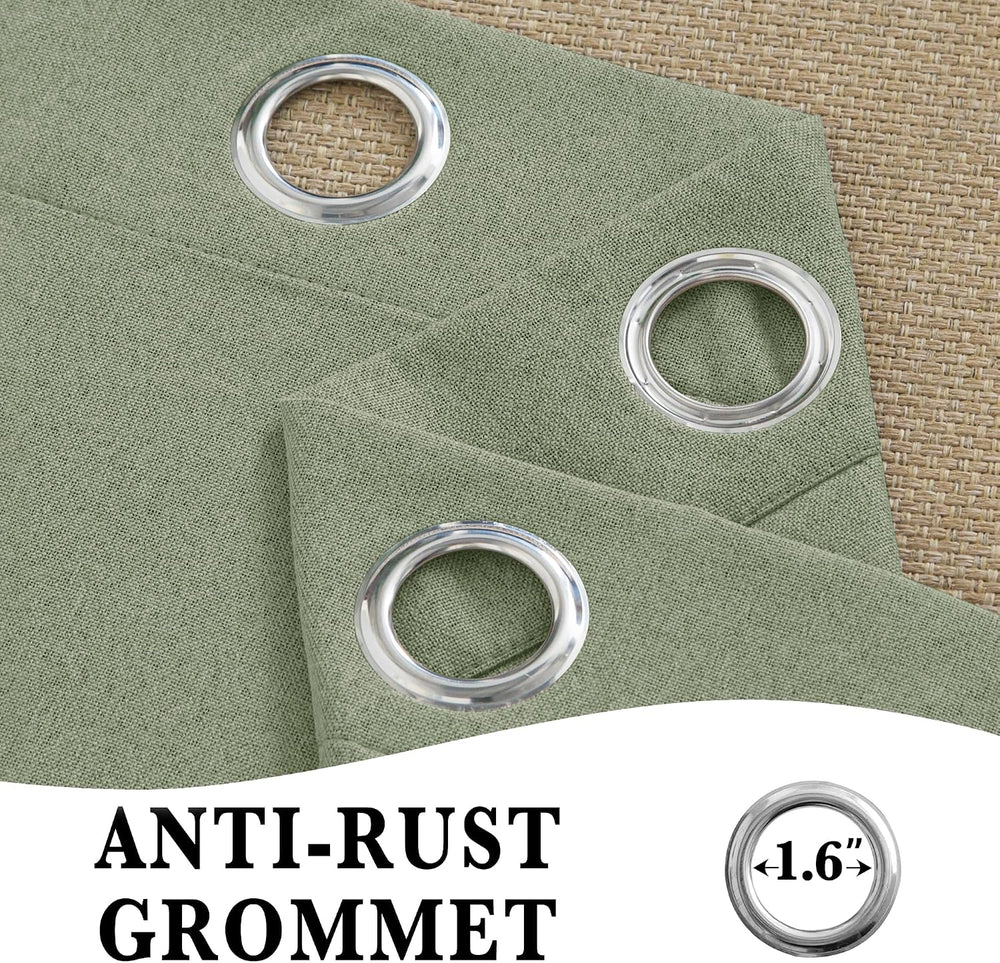 RYB HOME Sage Green Total Blackout Curtain for Sliding Door Living Room