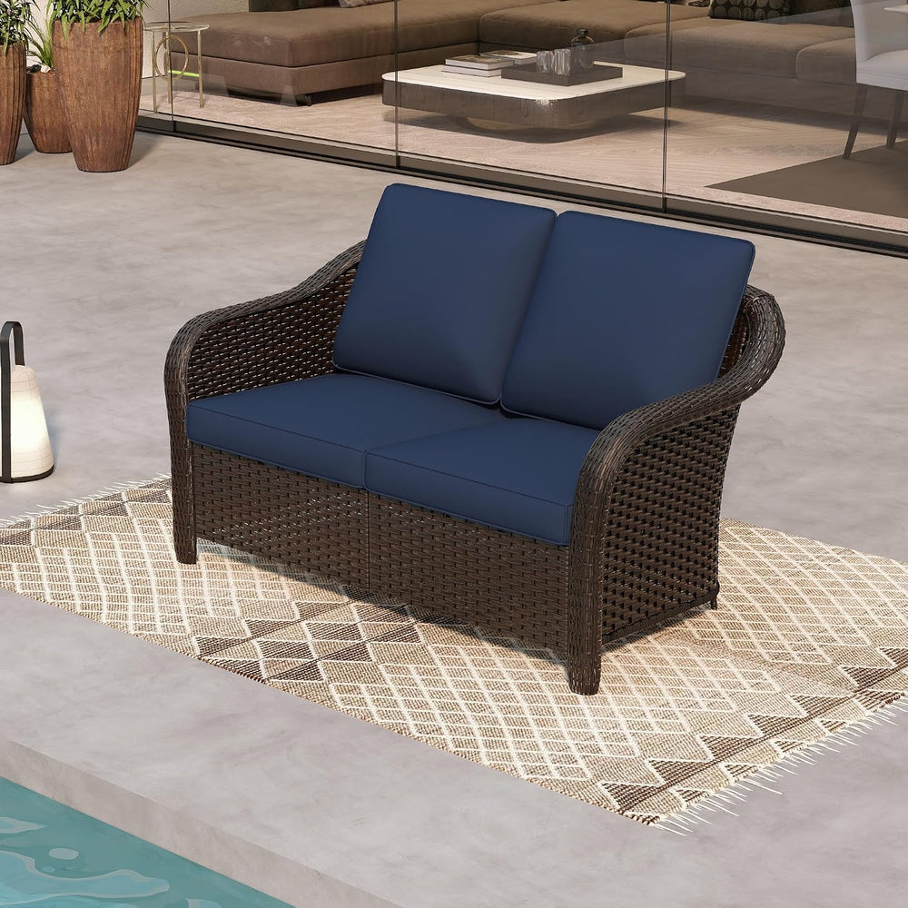 2 Seater Outdoor Patio Couch with Handwoven PE Wicker