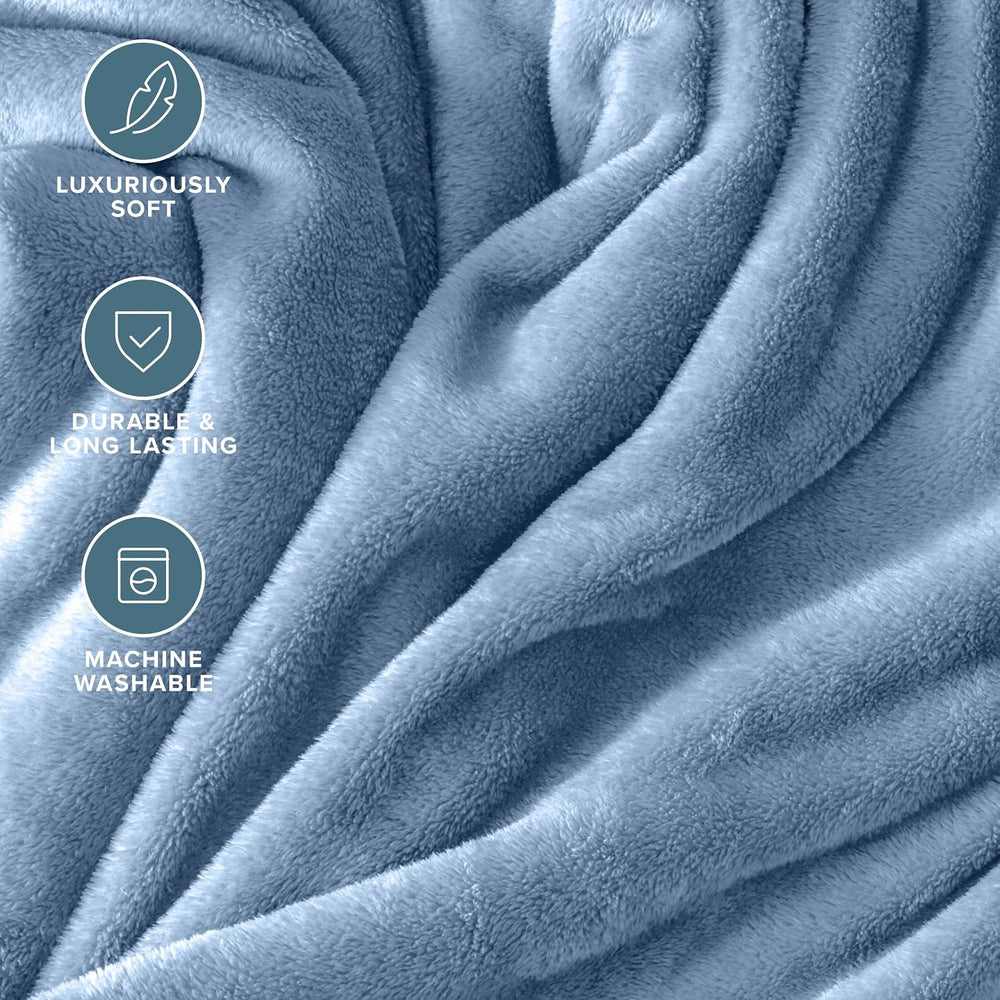 Bare Home Fleece Blanket Luxury Microplush (Full/Queen, Coronet Blue)