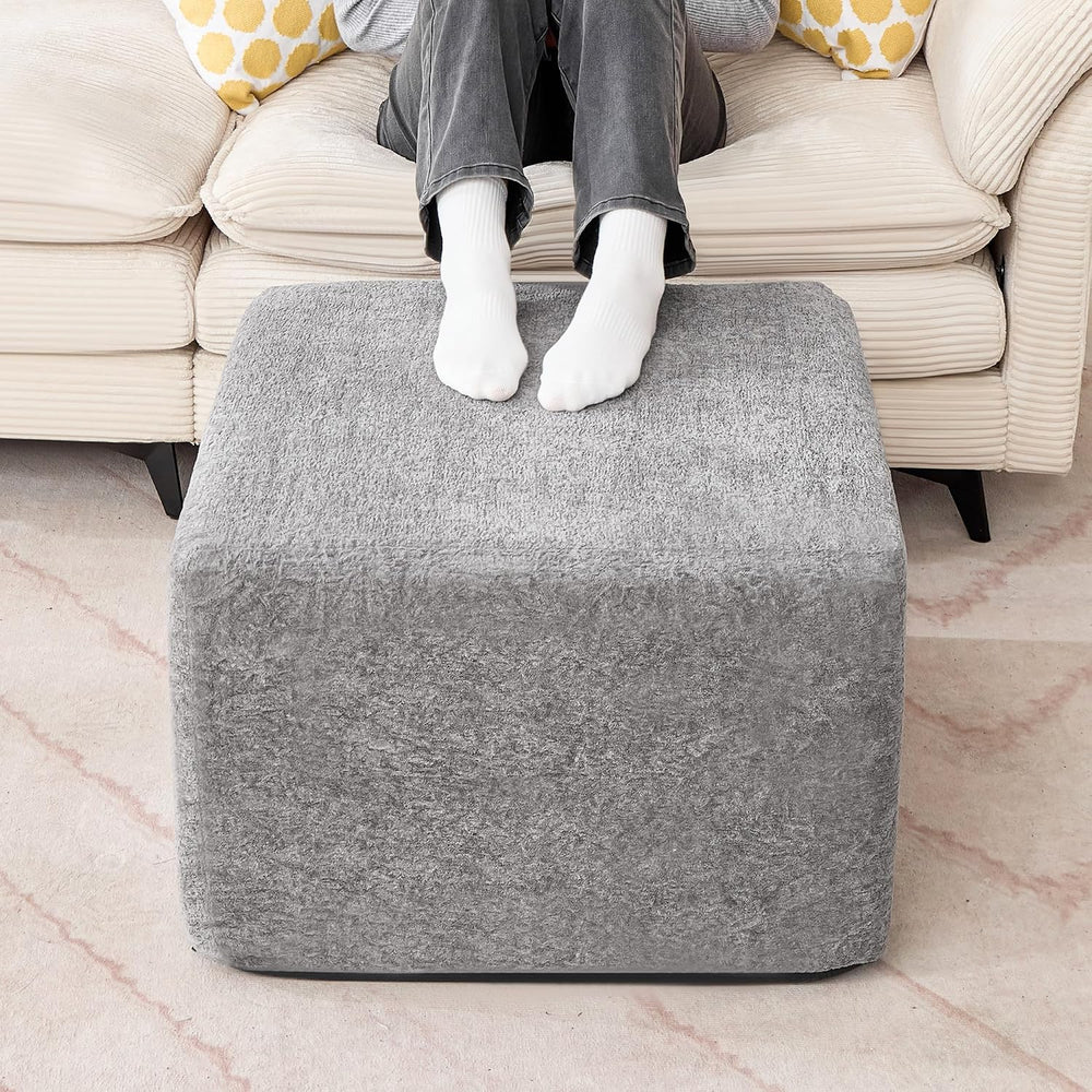 23.6'' Square Pouf Boneless Ottoman Foot Rest with High-Rebound Solid...