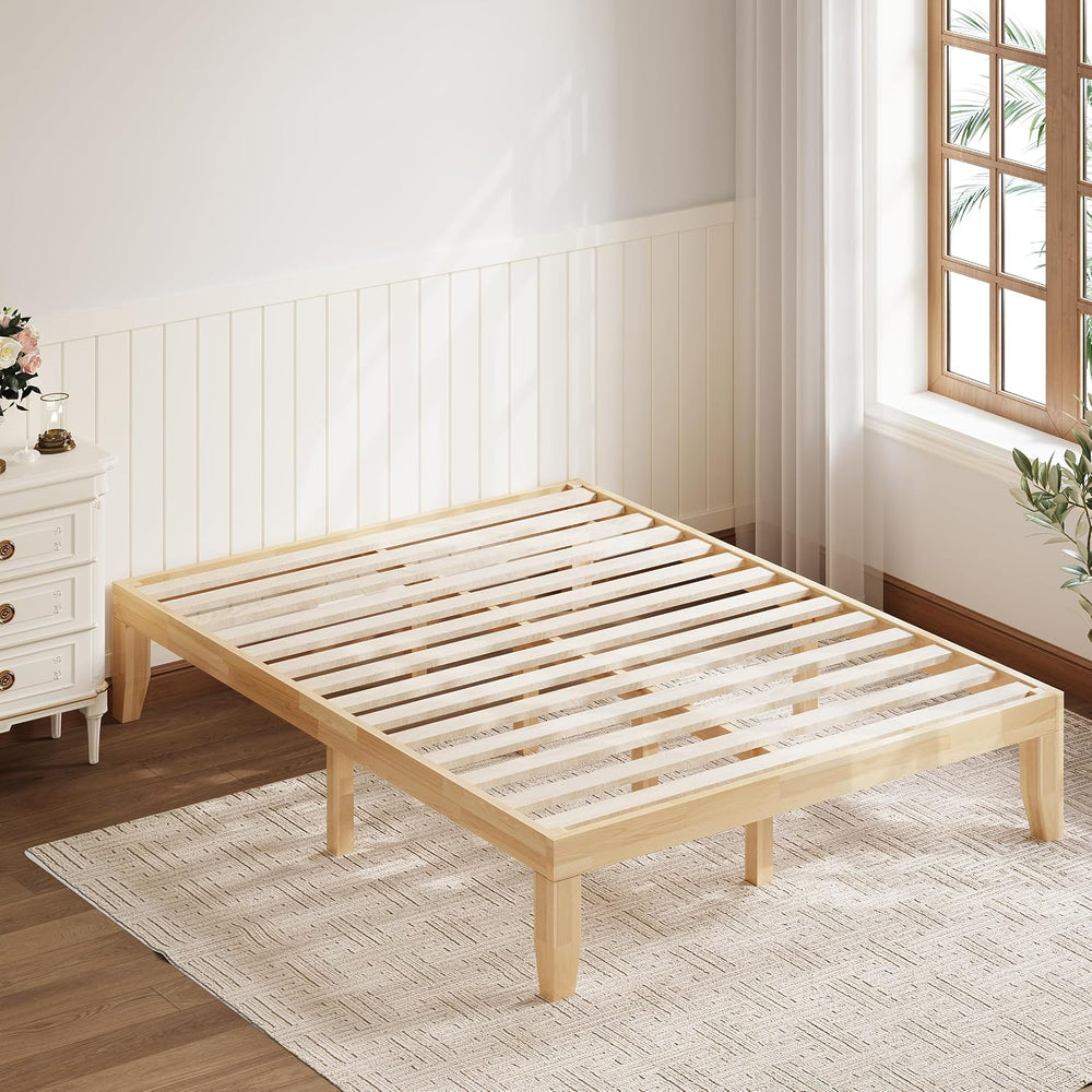 GIANTEX 14 Inch Full Wood Platform Bed Frame, Minimalist Style Mattress Found...