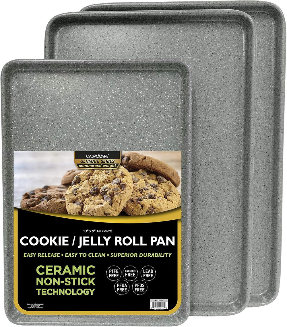 casaWare 3pc Ultimate Commercial Weight Cookie Sheet Set, Two 15 x 10-Inch Pans