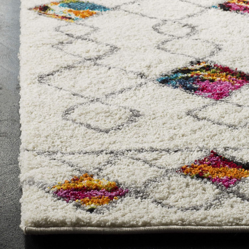 SAFAVIEH Fiesta Shag Collection Area Rug - 9' x 12', Cream & Mult...