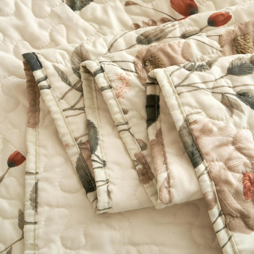 DaDa Bedding Floral Quilted Throw Blanket, Reversible Lap Quilt, 50 x 60 in