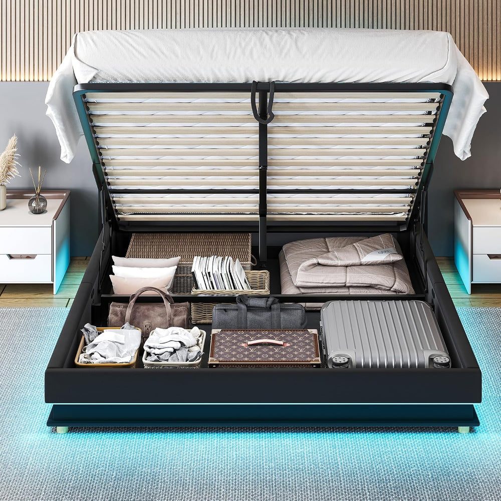 Ailisite Lift Up Storage Bed Full, Bed Frame Full Size with Charging Station ...