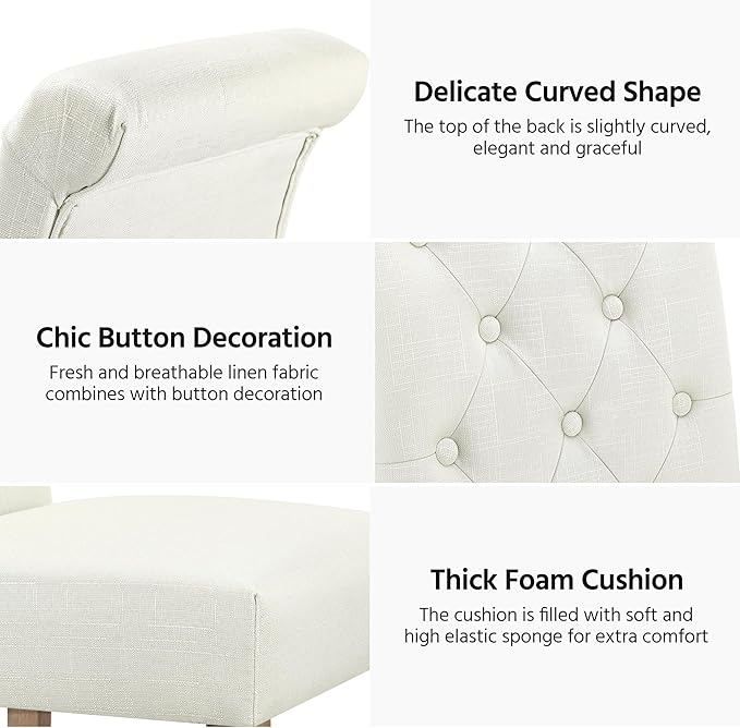 Yaheetech Dining Chairs Set of 2 Fabric Upholstered Dining Room Chairs with B...