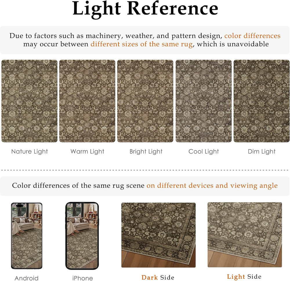 2x6 Brown Washable Vintage Runner Rug Hallway
