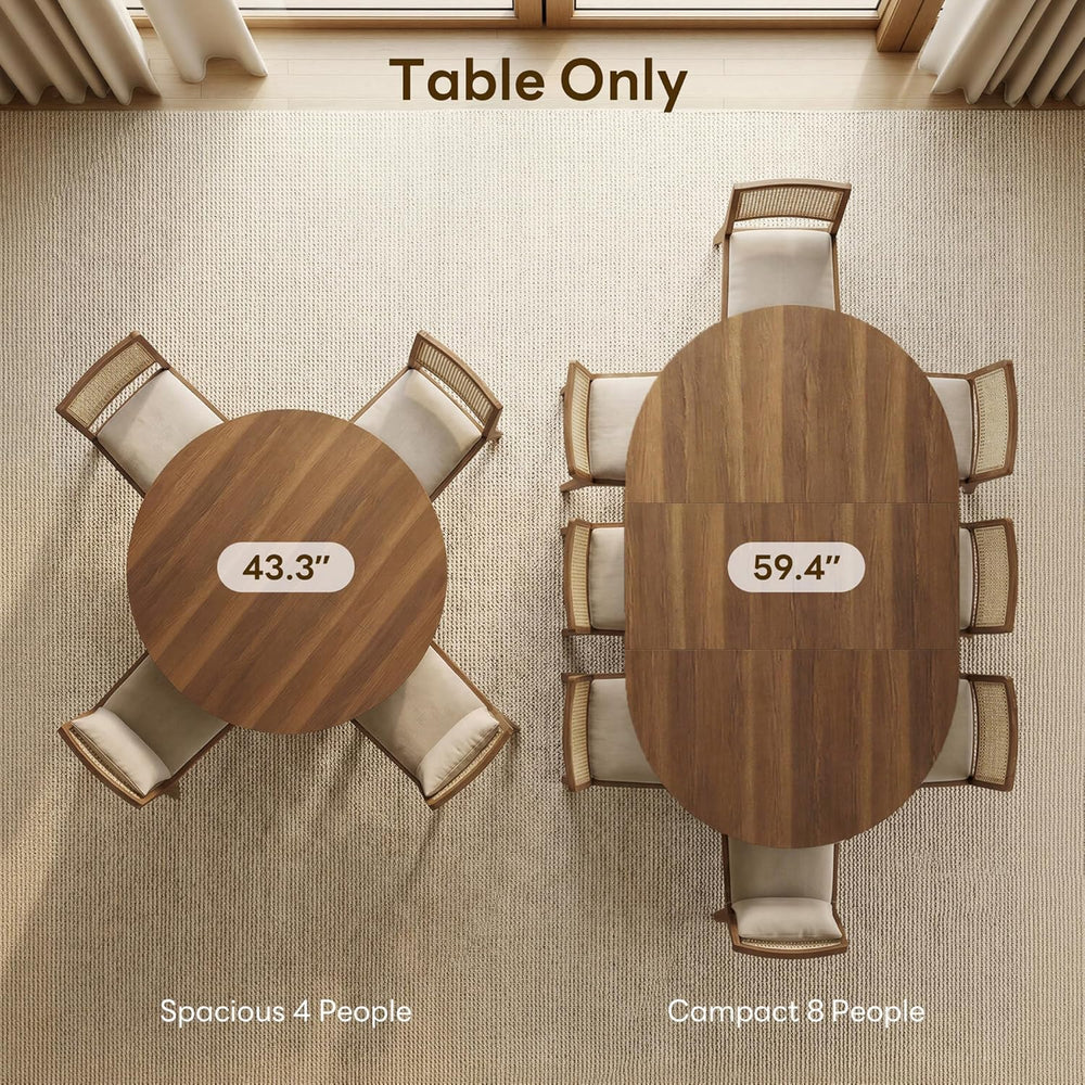 LIKIMIO Dining Table, 43"-59" Extendable Round to Oval with Storage...