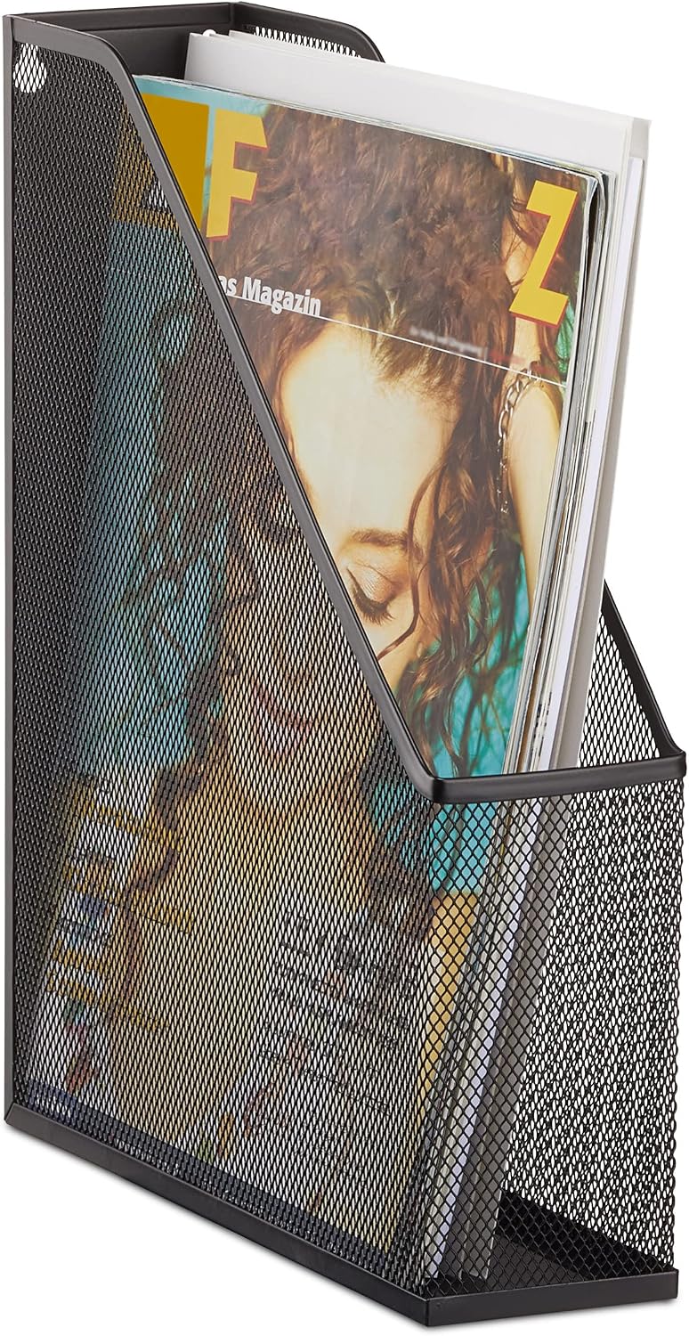 Relaxdays Stand Metal Mesh Upright Lever Arch File A4 to C4, Archive Box, Eye...