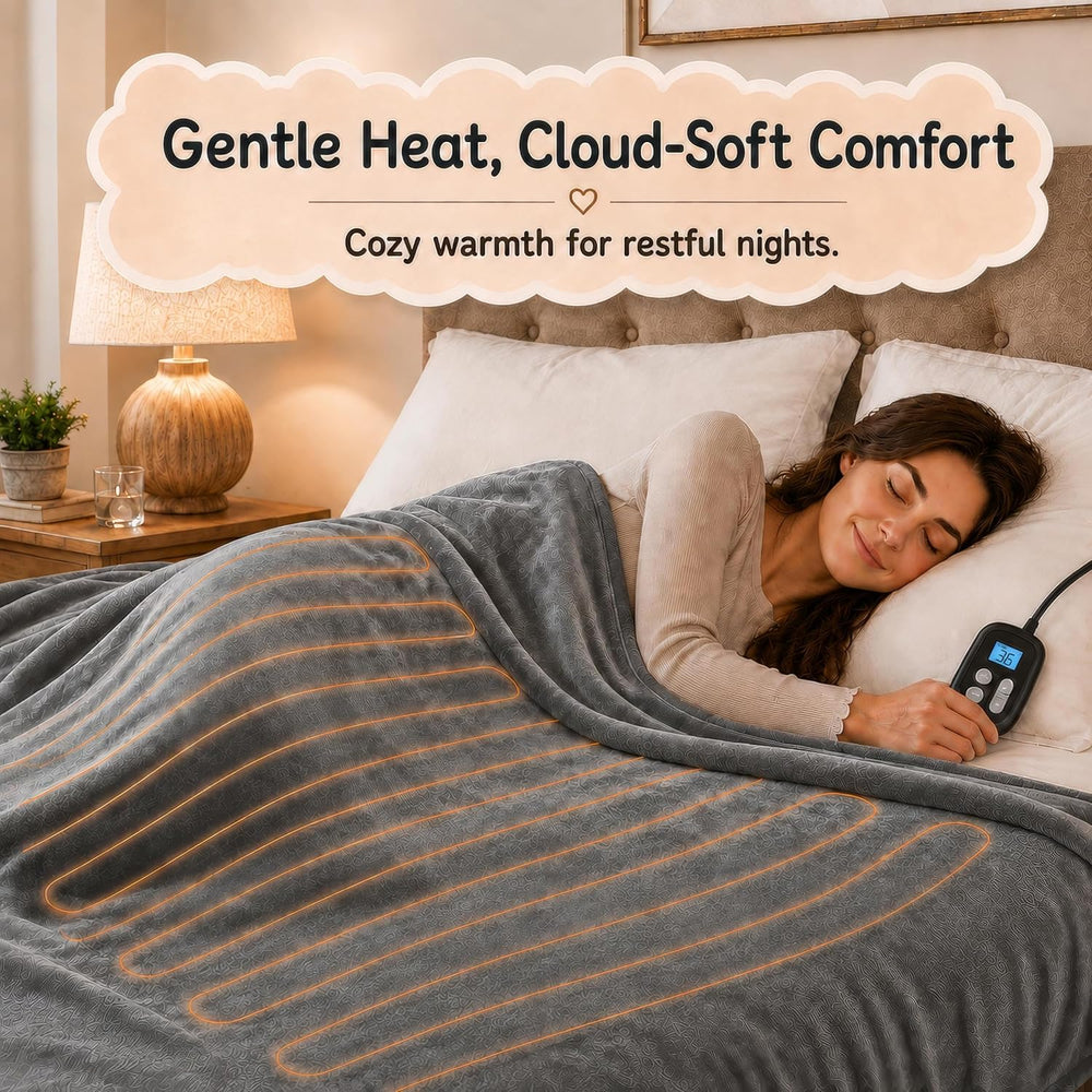 Soypipo Electric Heated Blanket King 90"x100" - Light Gray, ETL Cer...