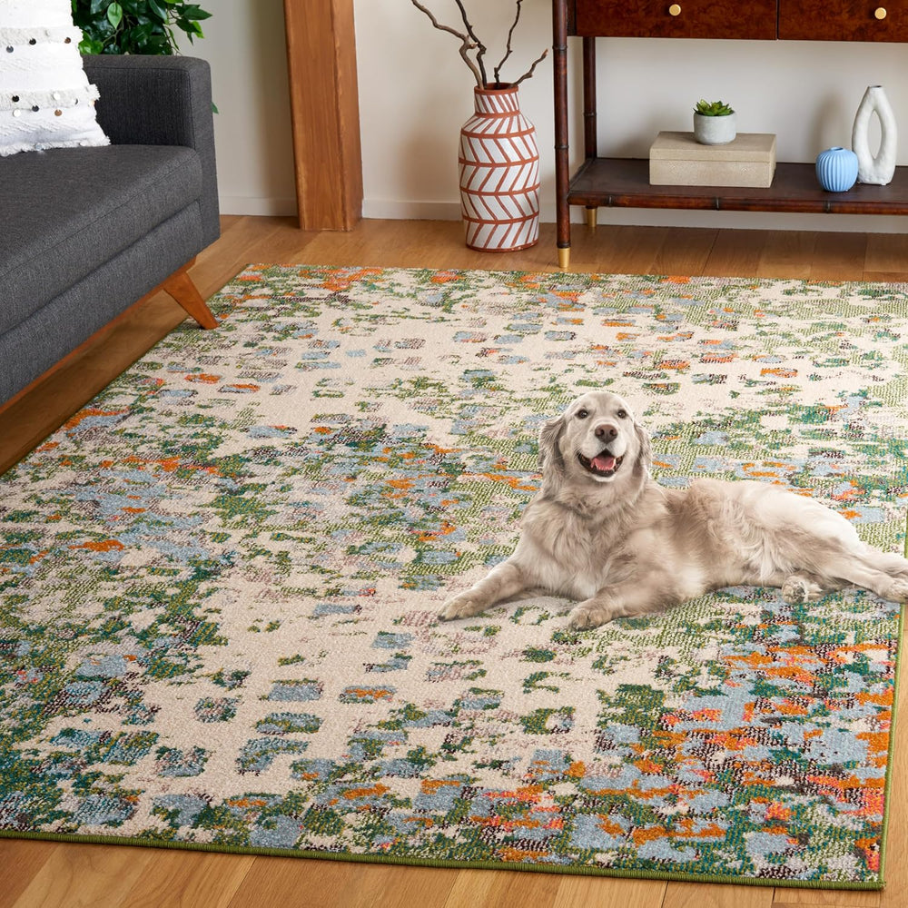 SAFAVIEH Monaco Collection Area Rug - 9' x 12', Sage & Rust, Cont...