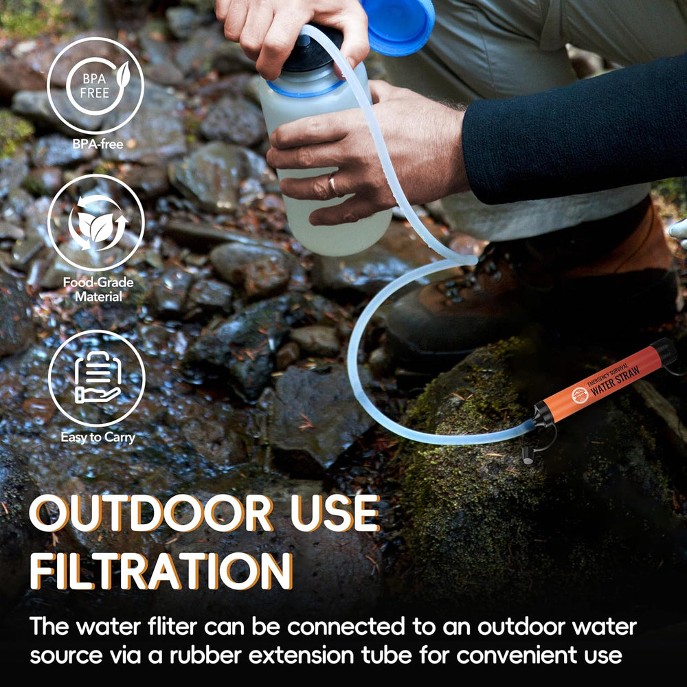 Water Filter Straw 3 Pack - Outdoor Camping & Hiking Survival Gear
