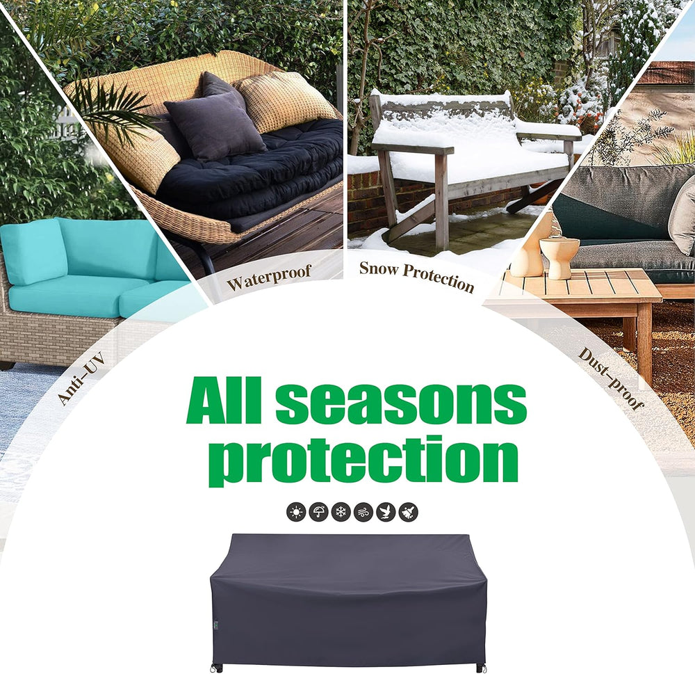 F&J Outdoors I Shape 3-Seater Patio Sofa Covers, Grey, 82"W x 39&quo...