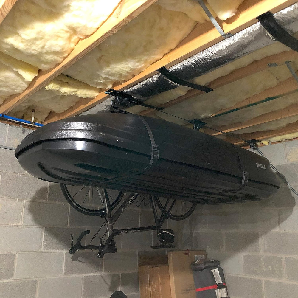 Teal Triangle Ceiling Storage Hoist for Cargo Box - Heavy Duty Garage Storage...