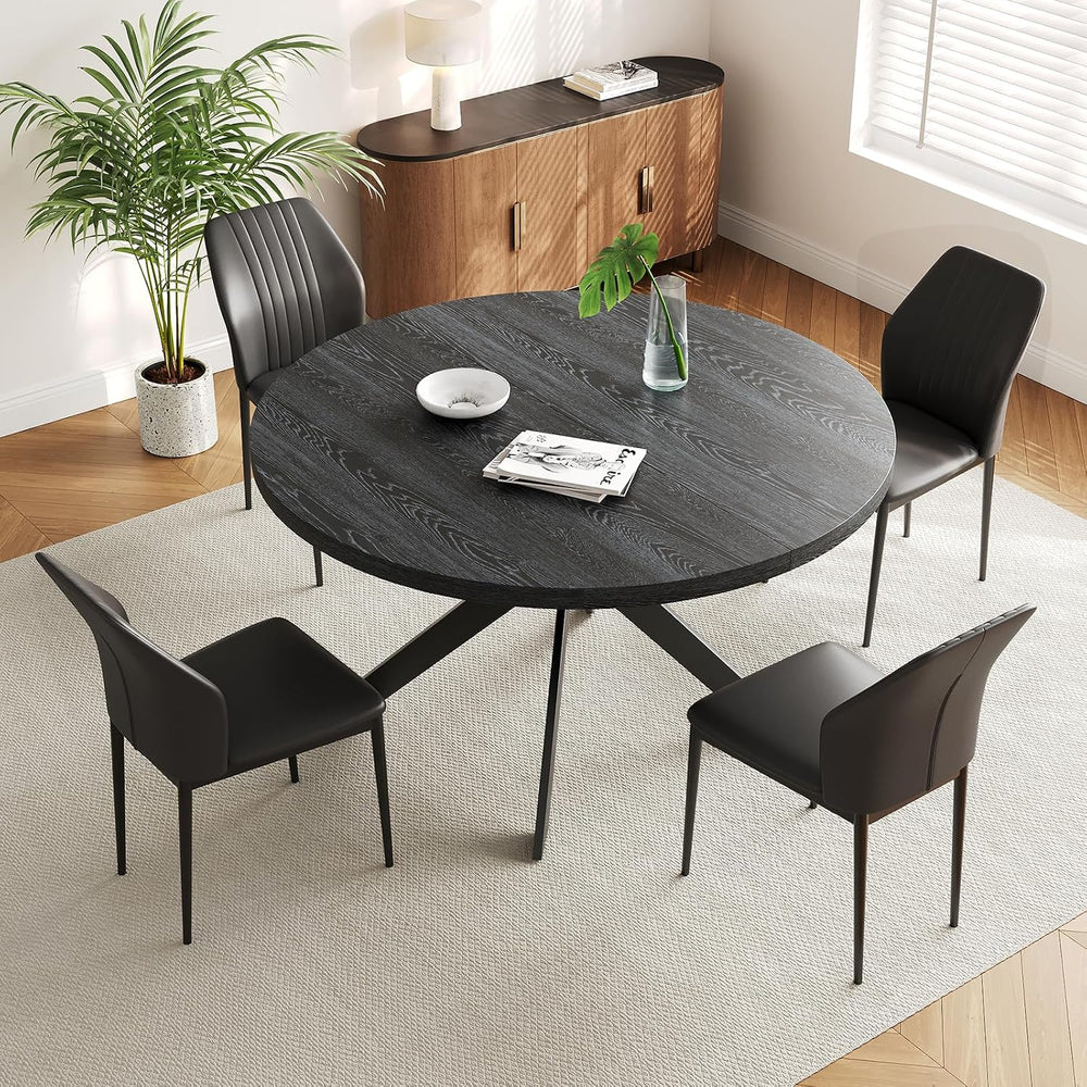 Zerifevni 45.3" Round Dining Table Set for 4, Wooden Round Dining Table ...